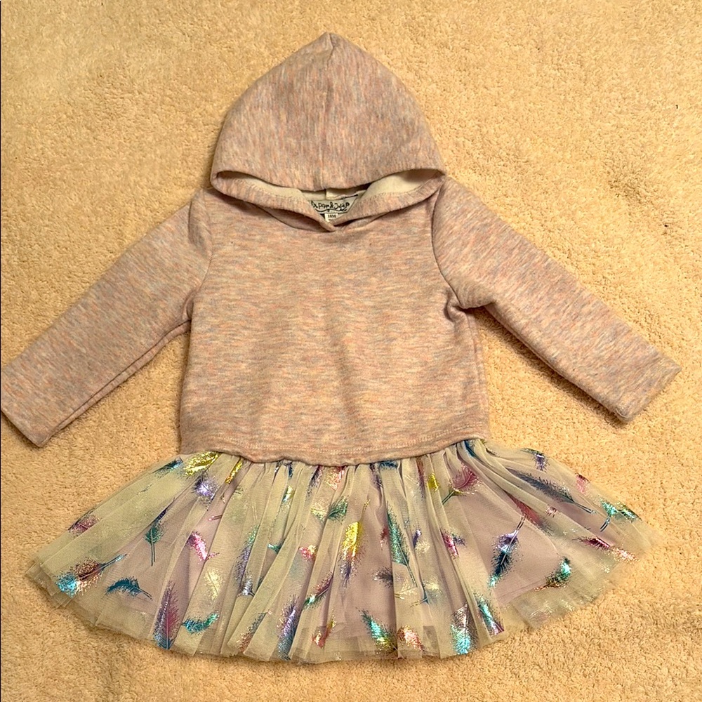 Purple Twofer Hoodie Dress with Tulle Skirt 18 mo